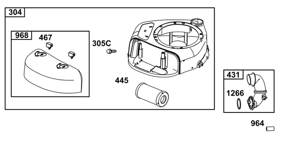 Air Cleaner Group Diagram and Parts List for 21R772-0025-H5 200000 - 399999 Briggs and Stratton Engine